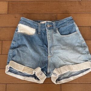 Hollister Two-Tone Light & Medium Blue Denim Shorts